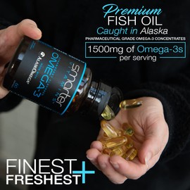(5 Pack) Smarter Omega 3 Fish Oil, Berry Flavor, Burpless, Tasteless, 2000mg, Potent Triple Strength DHA EPA Brain Omega-3, Made with AlaskOmega®