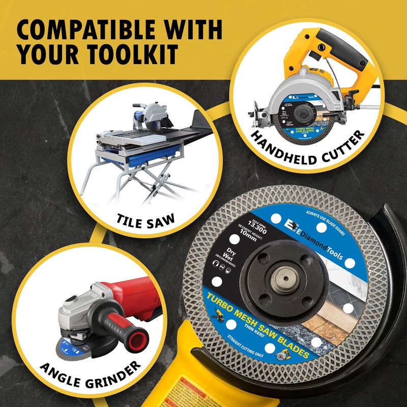 7" Turbo Mesh Saw Blades for Porcelain Tile, Ceramic Tile,
