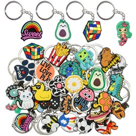 Pabucle Cute Keychains Bulk,30 PCS Random Different Key Chain Accessories for Keys Backpack Bag Charm Gifts for Party Favors Classroom Prizes