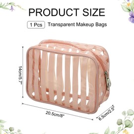 PATIKIL Clear Makeup Cosmetic Bag, 8"x5.7"x2.5" Transparent PVC Travel Toiletry Bag Waterproof Vinyl Organizer Makeup Pouch with Zipper for Women Men Airport Airline, Light Brown
