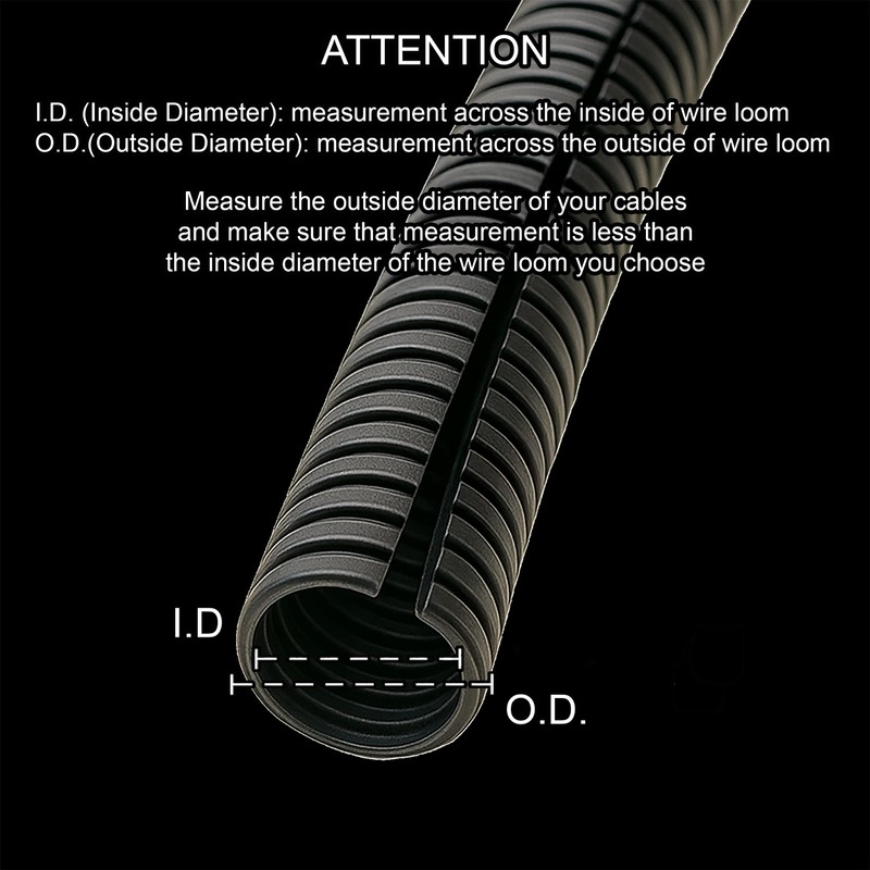 Electriduct 1.25" Flame Retardant Polypropylene Split Wire Loom Tubing Corrugated