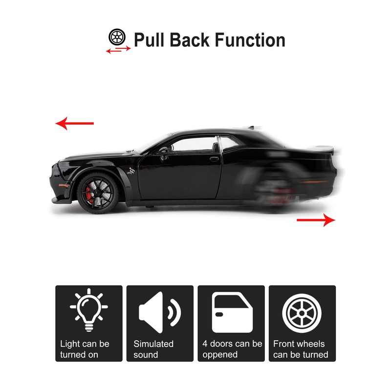 LOVEPOSELY Compatible for 1/24 Dodge Challenger SRT Hellcat Car Model,