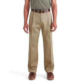 Dockers Men's Relaxed Fit Signature Iron Free Stain Defender Pants-Pleated, New British Khaki, 38W x 30L