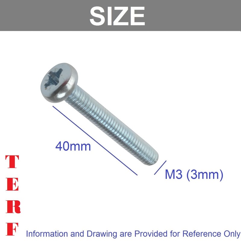 TERF® M3 X 40mm Pozi Pan Machine Screws M3 (3mm)