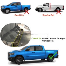 Vesul Under Seat Storage Compatible with 2019-2026 Dodge Ram 1500 Crew Cab Heavy-Duty Truck Under Back Seat Organizer Box with Detachable Portable Organizer Black