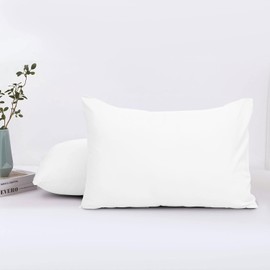 Oxford Homeware White Pillow Cases 2 Pack Brushed Microfiber – Standard Pillowcases Fade Resistant Pillow Cover Envelope Closure Pillow Covers (50 x 75 cm)