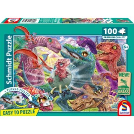 Schmidt Spiele 56527 Small Dinosaurs Big Adventures 100 Pieces Children's Puzzle Made of Grass Cardboard