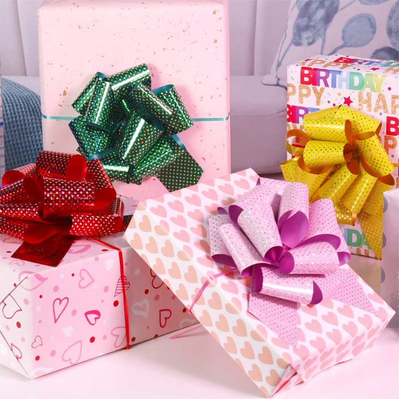 Sparkly Pull Bows for Gift Wrapping: 6 Inch Ribbon Gift