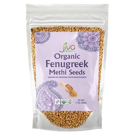 Jiva Organic Fenugreek Seeds 7 Ounce – Non-GMO, Gluten Free, All Natural Fenugreek Spice – Organic Fenugreek Seeds for Hair Growth, Cooking & Sprouting - Methi Seeds for Methi Dana Water - Raw & Natural, Product of India
