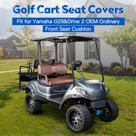 NOKINS Golf Cart Diamond Seat Covers Kit, Fit for Yamaha Drive/Drive2 OEM Standard Front Seat Cushion, No Nails Required & Easy to Clean, Breathable Vinyl Seat Covers (Brown and Brown 8438)