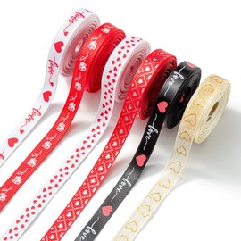 AOKSUNOVA Gift Ribbon Hearts Satin Ribbon Wedding for Gift Wrapping Valentine's Day Red Pink