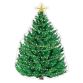Caspari Christmas Tree with Lights Decorative Die-Cut Gift Tags - 12 Count