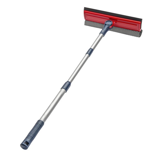 DSV Standard Professional Window Squeegee | 2-in-1 Window Cleaner Sponge and 10" Soft Rubber Strip with Telescopic Extension Pole 34 INCH & 86.5 cm | Adjustable to Clean from Multiple Angles