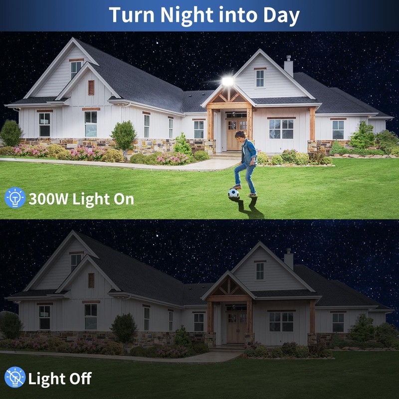 ISUERFY 300W LED Flood Light Outdoor with Plug, 36000LM Ultra