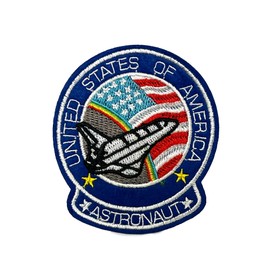 United States Space Shuttle Astronaut Mission Patch – Iron On Embroidery Badge (7cm Round) – USA Flag Space Emblem for Jackets, Backpacks, Costumes & Collectors