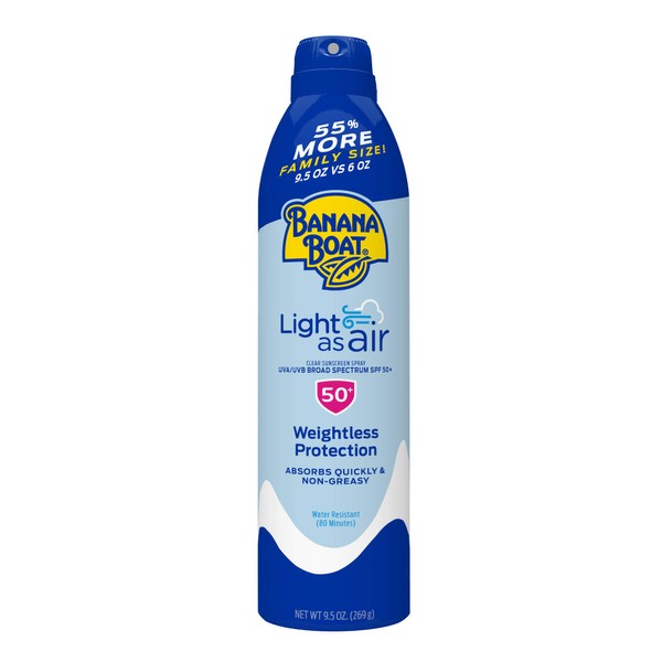 Banana Boat Light As Air, Broad Spectrum Sunscreen Spray, SPF 50, 9.5oz. Value Size