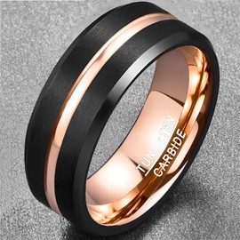 NUNCAD Men's / Women's Tungsten Carbide Ring 4 mm 6 mm 8 mm 10 mm Men Fashion Jewellery Wedding Engagement Rings Couple Friendship Ring Black Blue Gold Rose Gold Size 47 to 80 (15-25.4), Tungsten, No