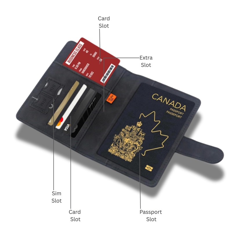 RedDeer Canada Passport Holder Wallet Premium PU Leather Travel Passport