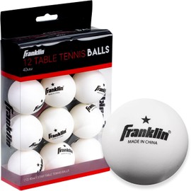 Franklin Sports Pelotas de Tenis de Mesa - Tamaño y Peso Oficial, 40mm, Una Estrella, Profesionales, Duraderas y de Alto Rendimiento - Blancas - Paquete de 12
