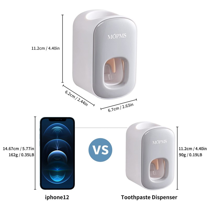 MOPMS Toothpaste Dispenser Wall Mounted for Bathroom Automatic Toothpaste Squeezer