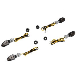 AKF Set of 4 Mini Indicators 12 V LED with Indicator Carrier Black for Simson S50, S51, S70