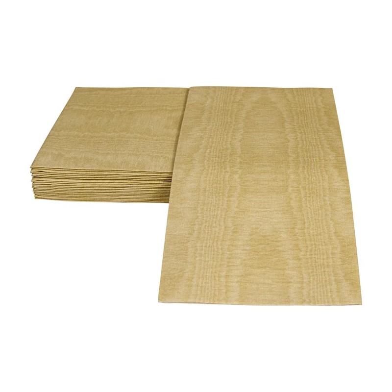 Caspari Moiré Paper Linen Guest Towel Napkins in Gold, Four