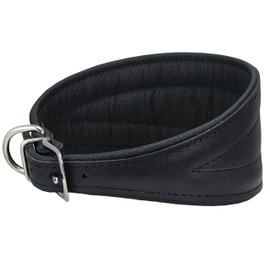 Dogs My Love Real Leather Extra Wide Padded Tapered Dog Collar (11"-13" Neck; 2" Wide, Black)