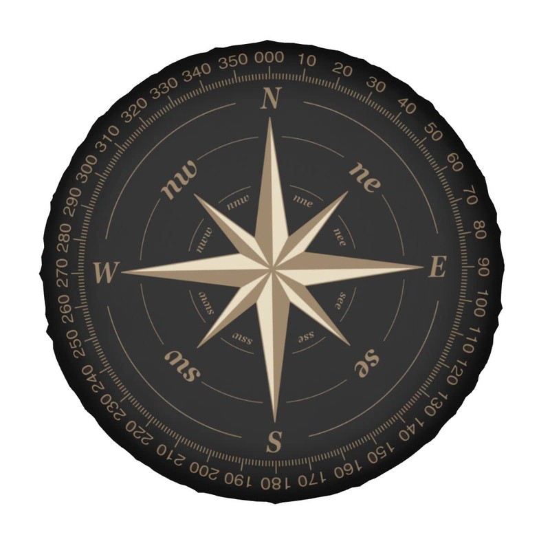 Spare Wheel Tyre Cover, Compass Pattern Print, Universal Waterproof Wheel