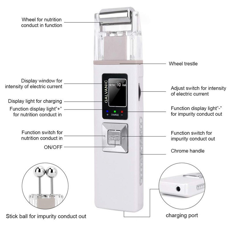 Portable Galvanic Microcurrent Skin Firming Machine, Anti-aging Face Lift Massager