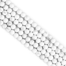 Natural Stone Beads Gemstone Beads, 60 Pieces 6 mm Natural Stone Howlite Gemstone Beads Polished Round Gemstones for Threading Gemstones Stone Beads for Bracelets Chains DIY Jewellery Crafts