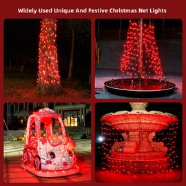 Led Net Lights Christmas Lights Outdoor Red Christmas Net Lighting with 121Led Mini Globe Lights 5ftx5ft, Outdoor Indoor Fairy Mesh Net Lights for Christmas Trees, Bushes, Shrubs Decorations