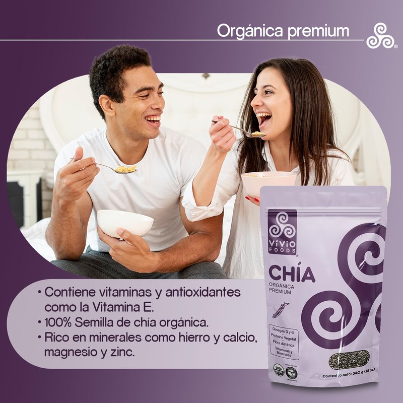 Vivio Foods, Chía Orgánica Premium, 340 gramos