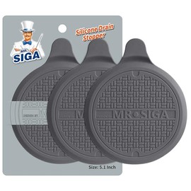 MR.SIGA Tapón de Silicona para Tina, tapón de Drenaje para Ducha, Fregadero, 13cm de diámetro, Gris, Paquete de 3