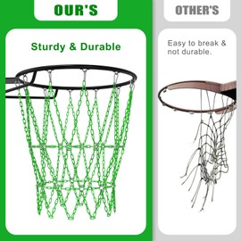 KingDolly Metal Chain Basketball Net - 18" Universal Fit, Rust-Proof Coated Steel Chains with Snap Clips, Instant Setup for Outdoor Courts & Streetball | Loud Clink Sound, All-Weather Durability