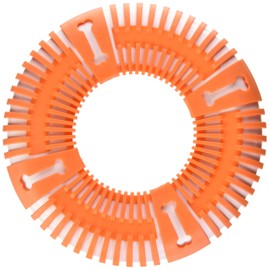 PET LIFE 'Denta-Bark' Sporty Durable Flexible Toss and Fetch Frisbee Oral Hygiene Pet Dog Toy, One Size, Orange/Yellow