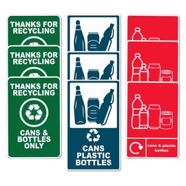 Pack 9 Pcs Recycle and Trash Sticker for Trash Cans Garbage Bins Waste Signs Recycling Bin Labels Indoor Outdoor Home Offices Bumper Stickers Reusable Waterproof Vinyl Decals Set