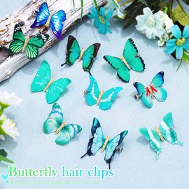 BARTOSI Butterfly Hair Clips Green Butterfly Hair Barrettes Butterflies Hairpin Cute Decorative Bobby Pins Hair Accessories for Women and Girls (Pack of 10)