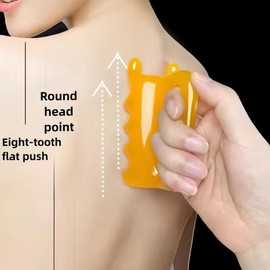 1개입 이중 푸시 레진 마사지 빗 등 허리 바디 스크래퍼 어깨 목 구아샤 스틱 경락 도구 [02 Color-D] 1 Piece Double Push Resin Massage Comb Waist Body Scraper Shoulder Neck Gua Sha Stick Meridian Tool [02 Color-D]