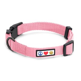 Pawtitas Adjustable Dog Collar - Heavy Duty, Waterproof with Quick-Release Buckle - Light Pink, Small Breed