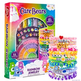 Horizon Group USA Care Bears Rainbow Jewelry Kit: Make 20+ Bracelets with Charms & Beads, Age 6-8, Unisex, Multi-Color, Non-Foldable