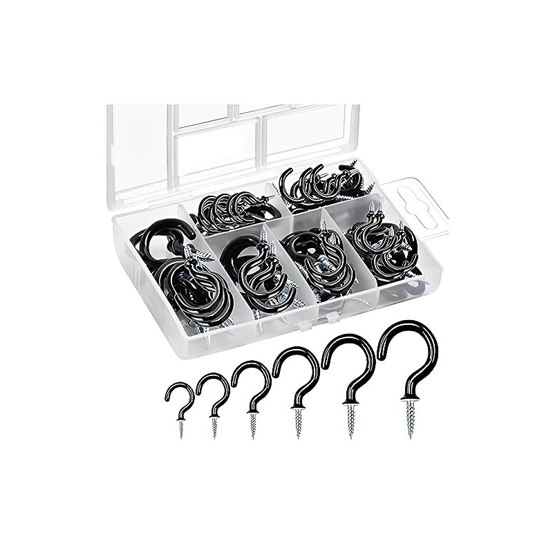 fogman Coated Screw Eye Hook with Case, 6 Sizes, Set