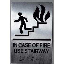BUILDINGSIGNS.COM In CASE of FIRE USE Stairway Sign -(Silver,Size 6x9)-The Sensation line-ref0420