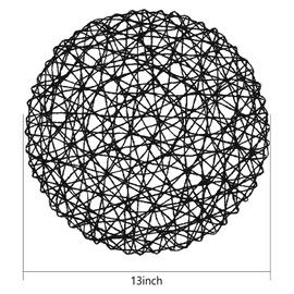 AHHFSMEI Paper Braided Round Placemats Set of 12 Natural Non-Slip Heat Resistant Table Mats for Dining Tables Woven Indoor & Outdoor Place mats(Black,12)