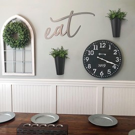 Mkono Galvanized Metal Wall Planter Farmhouse Wall Vase for Artificial Plants Flowers, Rustic Hanging Fake Flowers Holder Country Home Bedroom Living Room Decor Set of 2, Black, Small