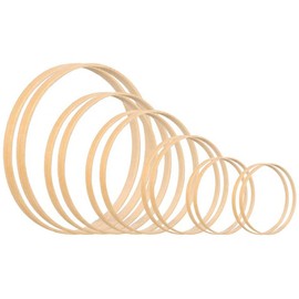 CENPEK Pack of 12 6 Sizes Wooden Bamboo Flower Hoop Set Wreath Macrame Craft Rings for DIY Wedding Wreath Decor Dream Catcher Wall Hanging Crafts (8 cm/10 cm/13 cm/15 cm/18 cm/20 cm)