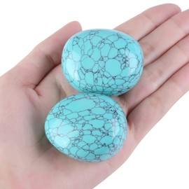 GUJOXILA 1.6"-2" Turquoise Crystal Large Healing Crystals Gemstones Tumbled Polished Blue Crystals Stones Pocket Spiritual Reiki Divination Meditation Purple Plam Stone 1pcs