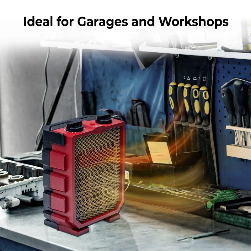 Comfort Zone Utility Space Heater with Foldable Handle for Indoor