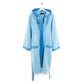 Tecno Bicolour Microfibre Bathrobe with Hood 170 g/m² Absorbent, Comfortable, Durable, Easy to Wash and Dry. Model: Tecno Bicolor, M, Azure Blue