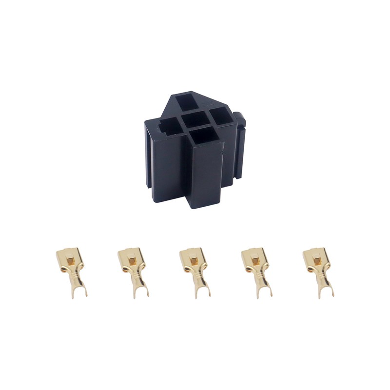 HiSport 5-Pin 12V 30A/40A Relay Connector with 6.3mm Terminals (5-Pack),