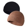 MAIAGO 2 Pack Fisherman Beanie, Wool Knit Cuff Short Watch